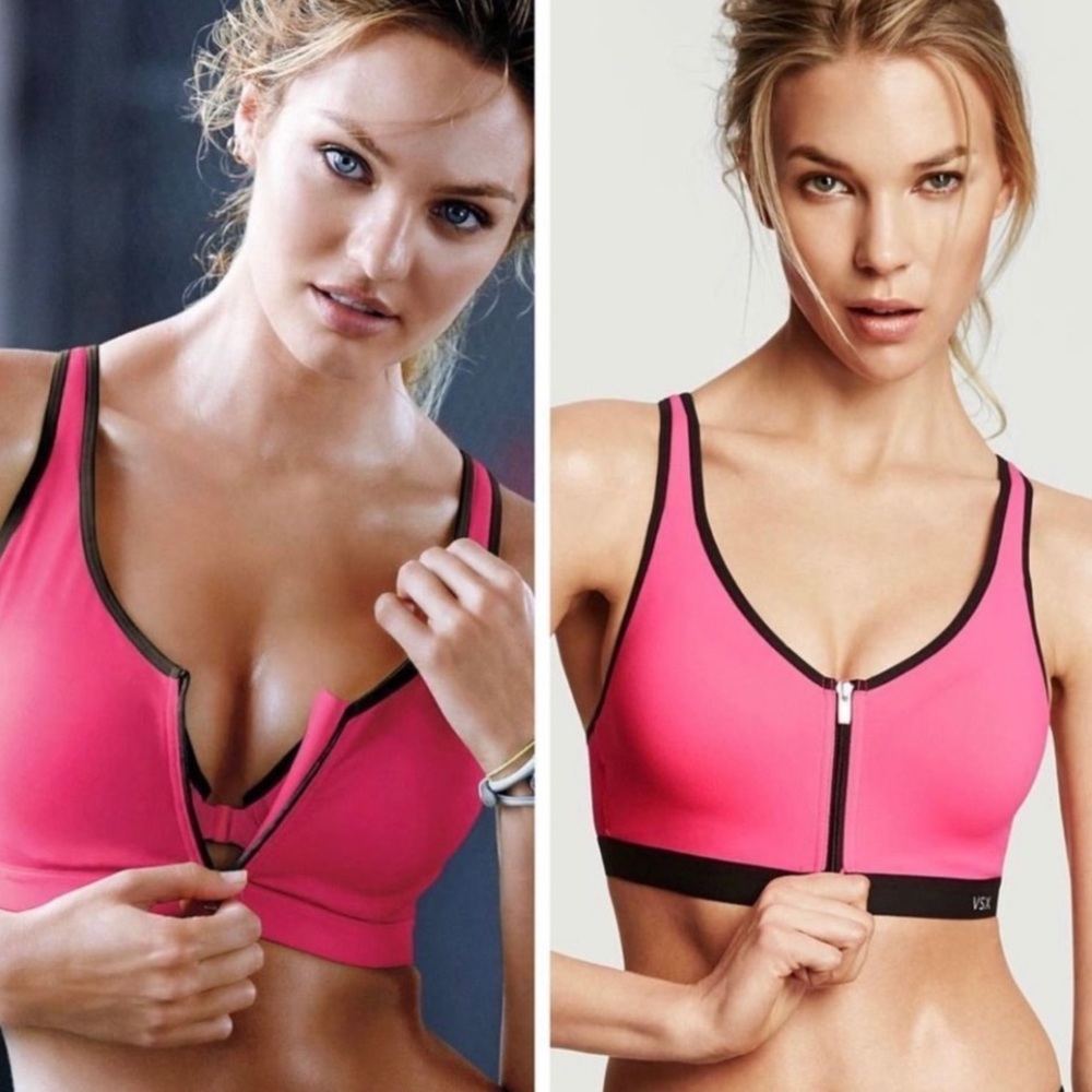 VSX sport 32D front clasp and zip neon hot pink sports bra